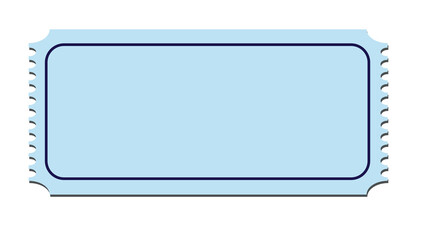 Clean light blue ticket with a darker blue outline and scalloped edges, offering a minimalist...