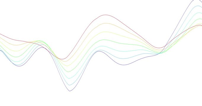 Sinusoidal lines flow smoothly into each other on a white background, creating a dynamic abstract pattern. The rhythmic movement of the lines immerses you in an atmosphere of digital harmony and fluid
