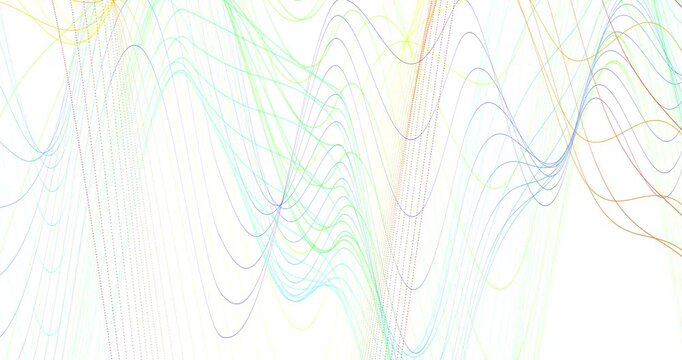Sinusoidal lines flow smoothly into each other on a white background, creating a dynamic abstract pattern. The rhythmic movement of the lines immerses you in an atmosphere of digital harmony and fluid