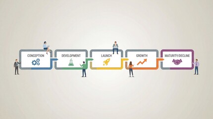 Set of 5 business process icons vector
