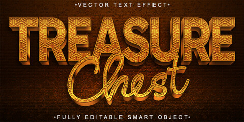  Treasure Chest Gold Typography Vector Fully Editable Smart Object Text Effect