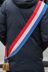 Une &eacute;charpe tricolores d'un d&eacute;put&eacute; fran&ccedil;ais .