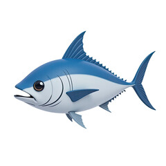 Fototapeta premium A blue and white fish floats on a white surface, great for background or aquatic-themed illustrations