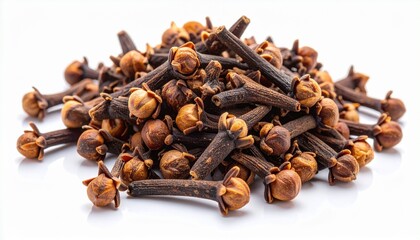 Pile of dried cloves on flat surface