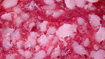 The texture of sliced ​​fresh and tasty salami