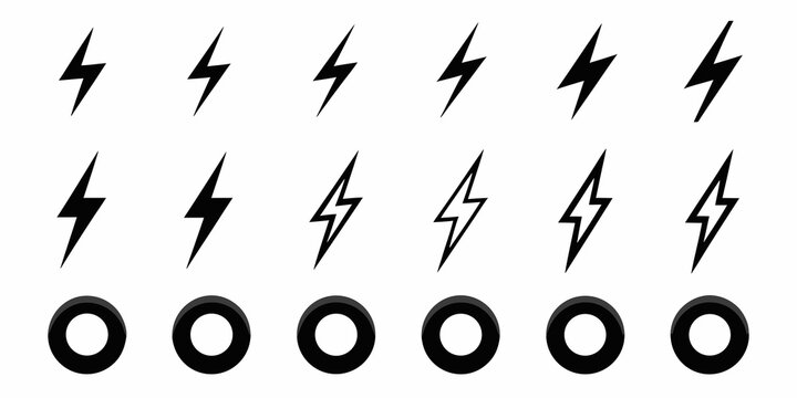 Black lightning bolts and circles arranged in a grid pattern