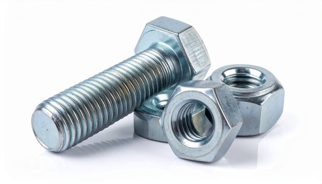 Close-up of metallic bolt and nuts