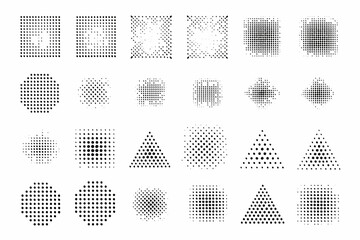 Arrangement of geometric shapes with varying densities of dots