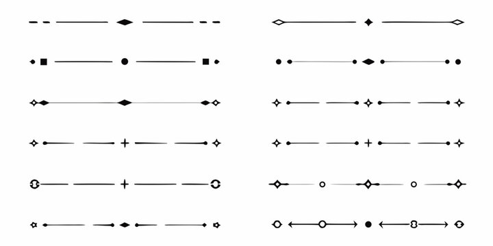 Collection of simple black line dividers and decorative elements