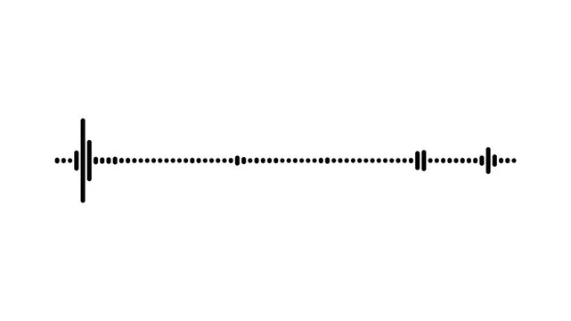 Sound waves audio spectrum animation, white frequency waveform motion, professional digital music visualizer for broadcast, radio, podcast intro, studio projects on white background. 4k loop animatio