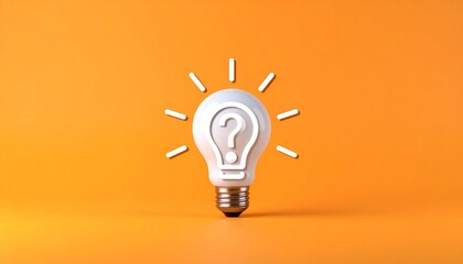 Light bulb with question mark on orange background