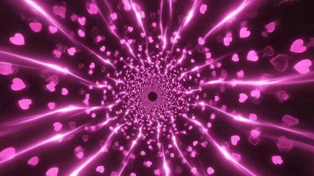 Tunnel of Pink Hearts Abstract Hyper-Speed Loop Valentine's Day