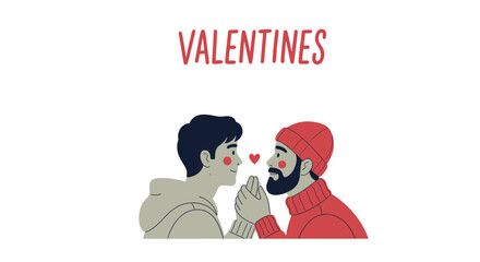 Obraz premium Man and Man Sharing Valentines Kiss.