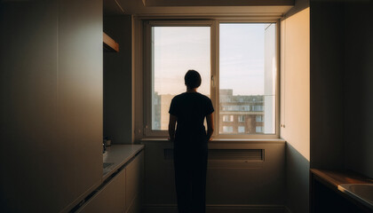 Fototapeta premium Professional burnout and emotional exhaustion, person feeling drained and lonely after work