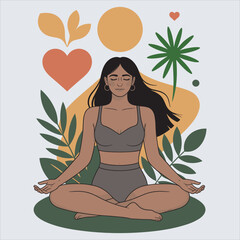 Mindful Female Character in Modern Flat Wellness Illustration