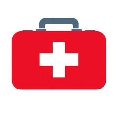 Obraz premium Red first aid medical kit isolated emergency healthcare equipment icon