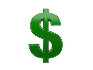 Obraz premium Green dollar sign isolated on transparent background