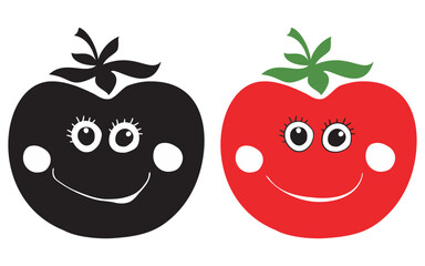 An isolated set of red tomatoes on a white background. For logos and banners. Healthy food and Fresh vegetables concept. Food symbol. Farm market product. Vector flat illustration.