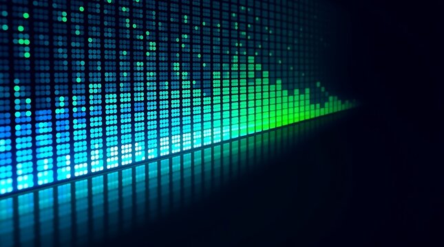 Digital Sound Wave Equalizer Background &ndash; Neon Audio Spectrum Visualization on Dark