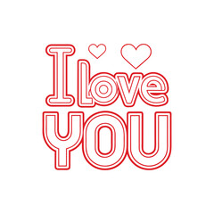 I love you text outline vector on white background