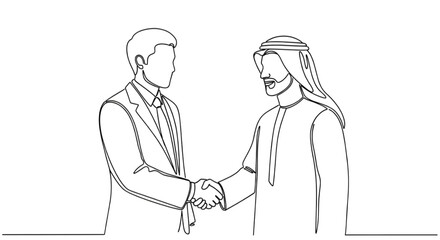 Fototapeta premium Single continuous line drawing of young Muslim bus passenger isolated cut out on PNG. AI GENERATED.