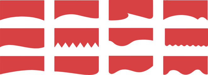 Red Waveform Edge Vector Set for Abstract, Decorative, UI Design Use