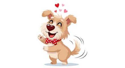 Fototapeta premium Happy Cartoon Dog with Red Collar.