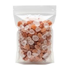 Himalayan pink salt crystals isolated on transparent background