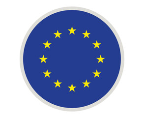 european union flag displayed as round flat vector icon with yellow stars circle isolated on blue background