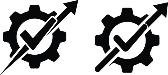 Gear icons with checkmarks and arrows indicating progress © MDAbdul