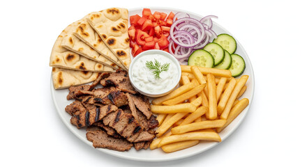 Greek Gyros Plate with Ingredients Served Separately