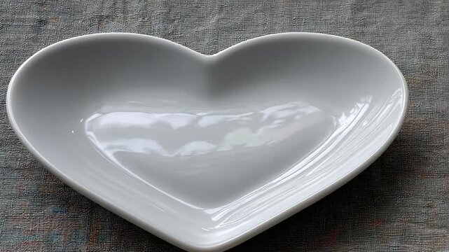Heart-shaped plate displayed on a table with a simple design and smooth surface at a personal dining space