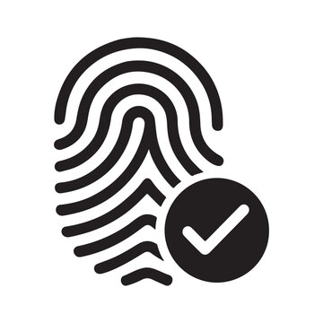 Black fingerprint with checkmark icon