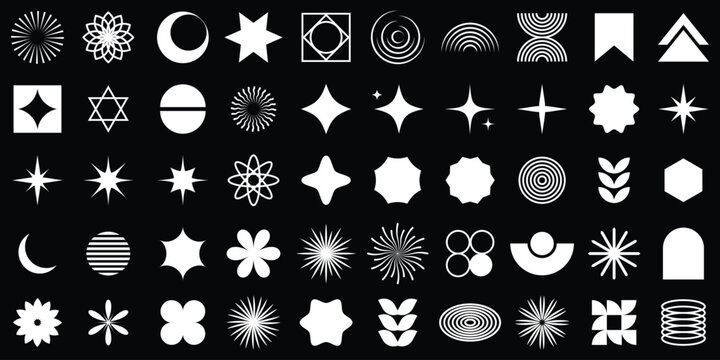 Brutalist abstract geometric shapes. Brutalist geometric shapes, Geometric Icons Design Elements, Trendy minimalist basic figures. y2k design elements.