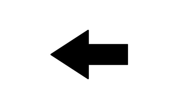  black arrow pointing left on Black background, Animated arrow pointing left on white background