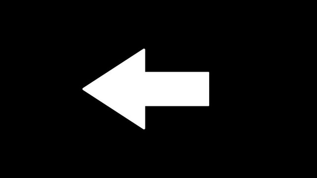 White arrow pointing left on Black background, Animated arrow pointing down on black background
