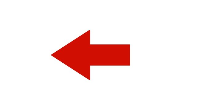 red arrow pointing left on white background, Animated arrow pointing left on white background