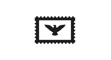 Fototapeta premium A black postage stamp featuring a silhouette of an eagle in flight