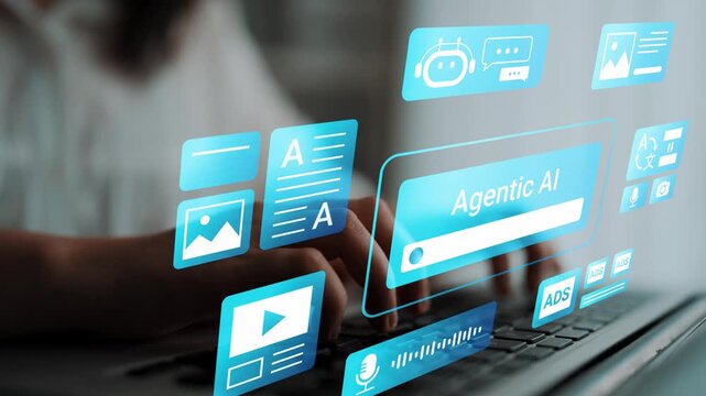 Futuristic Digital Interaction with AI Technology Displayed on Transparent Screen Overlaid on Keyboard for Modern Business Applications Gluon.