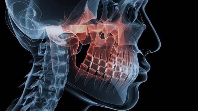 X-ray image of human skull.