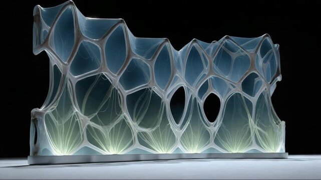 Innovative architectural wall design with translucent hexagonal patterns  