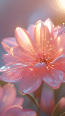 Delicate pink dahlia in soft morning light