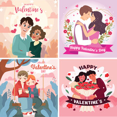 Valentine Couple Character Illustration Set