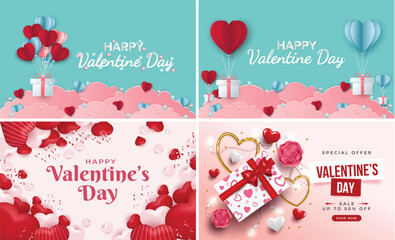 Valentine Day Gift Heart Banner Set