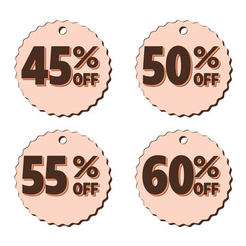Minimal Sale Tag Set with 45 to 60 Percent Discount Labels