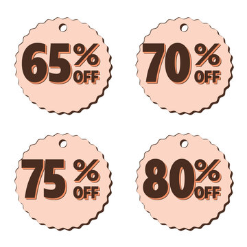 Minimal Sale Tag Set with 65 to 80 Percent Discount Labels
