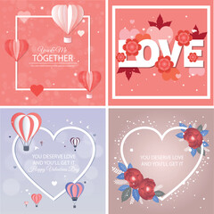 Valentine Love Card Illustration Set