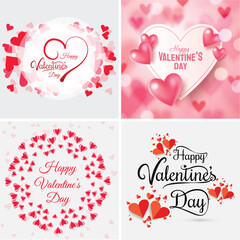 Valentine Heart Typography Illustration Set