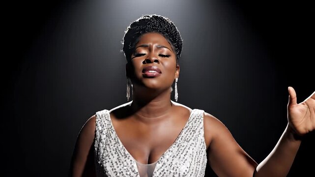A captivating performance of a talented singer on stage under the spotlight.