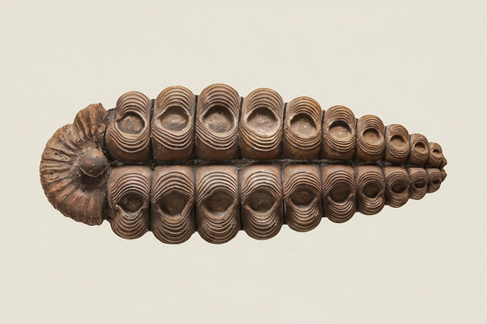 Brown segmented insect pupa isolated studio shot